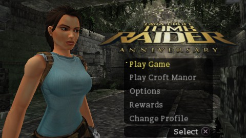 Tomb Raider Anniversary title screen for PSP